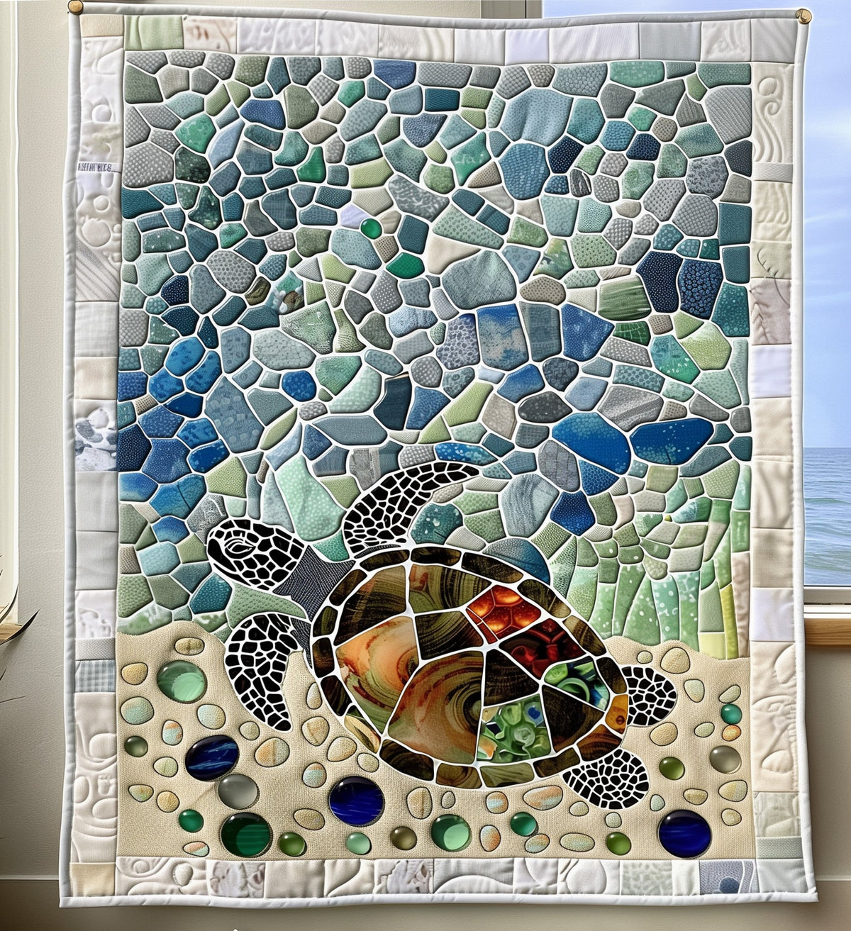 Sea Turtle Journey Quilted Blanket