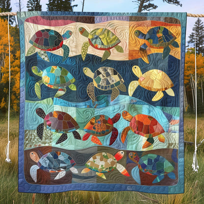 Sea Turtle Splash Quilted Blanket