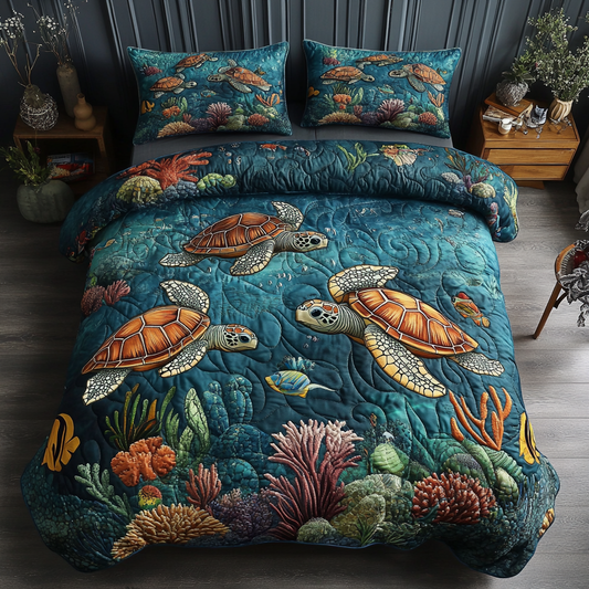 Sea Serenity 3-Piece Quilted Bedding Set
