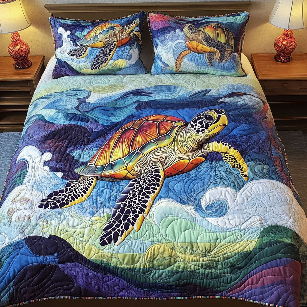 Sea Sojourner 3-Piece Quilted Bedding Set