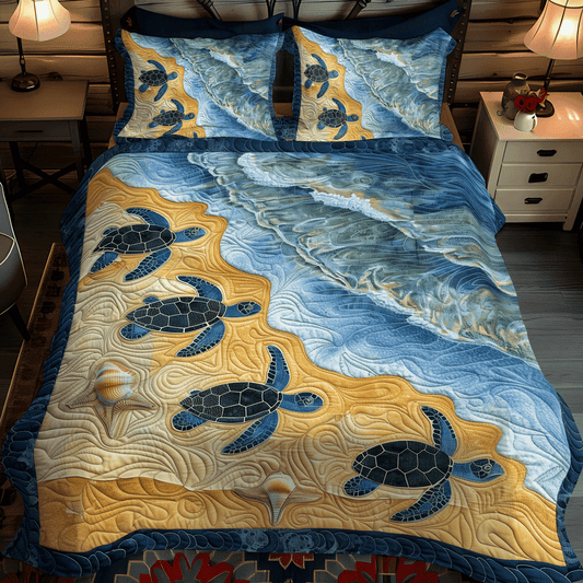 Sea Turtle Bay 3-Piece Quilted Bedding Set