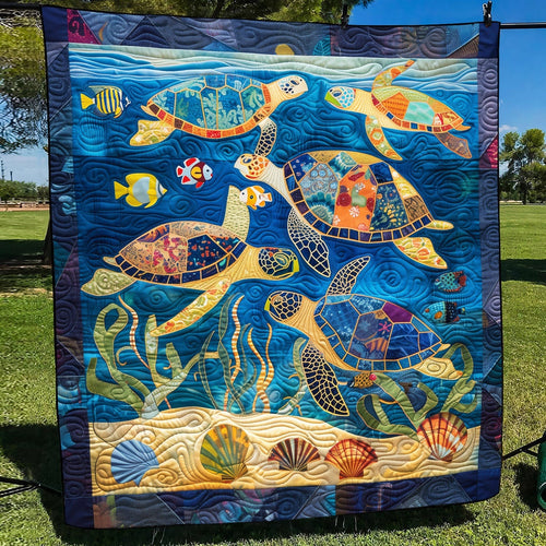 Sea Turtle Gala Quilted Blanket