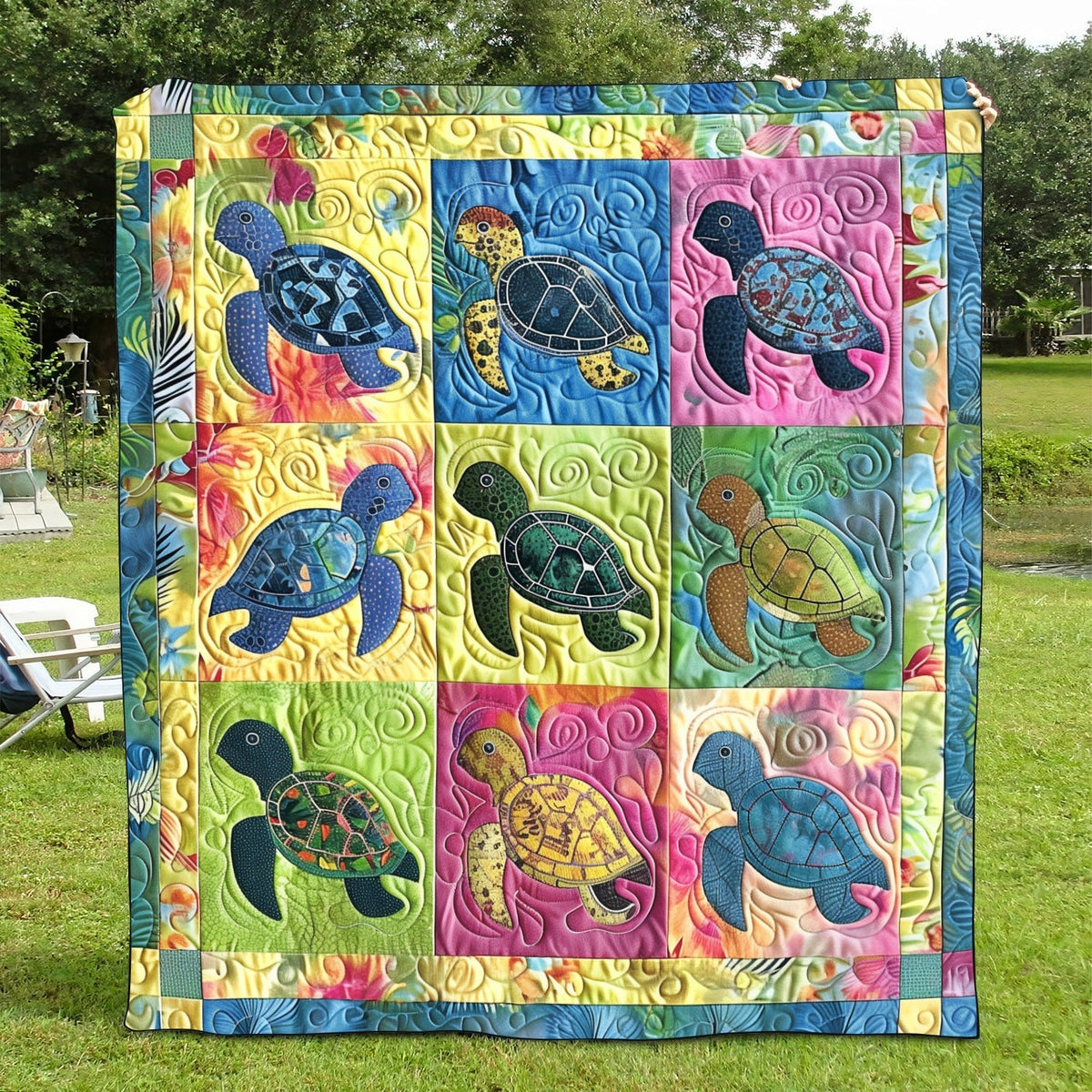 Sea Turtle Haven Quilted Blanket