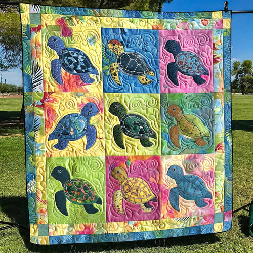 Sea Turtle Haven Quilted Blanket