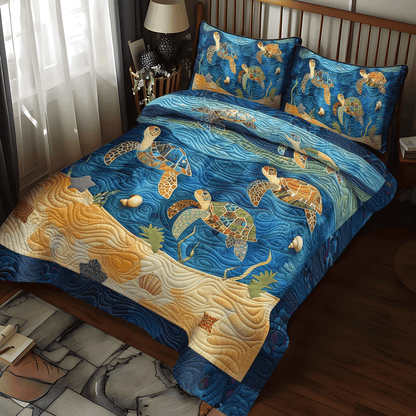 Sea Turtle Playground 3-Piece Quilted Bedding Set