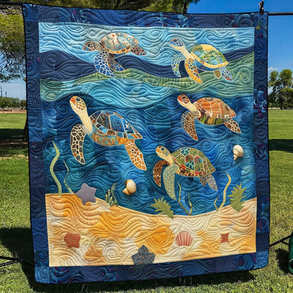 Sea Turtle Playground Quilted Blanket