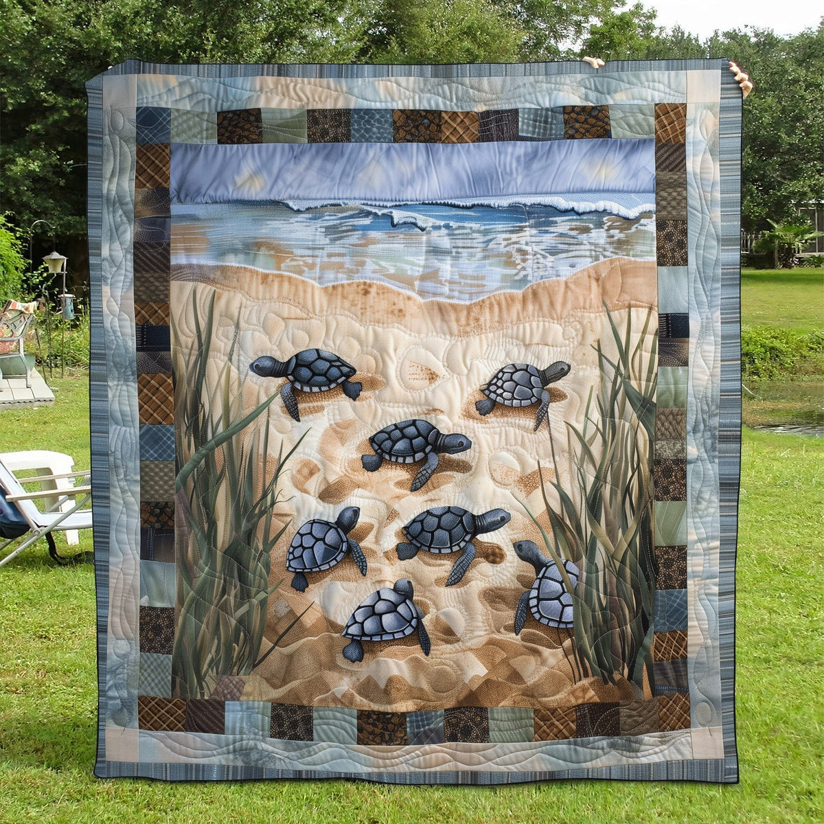 Sea Turtle Sojourn Quilted Blanket