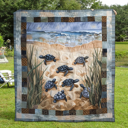 Sea Turtle Sojourn Quilted Blanket