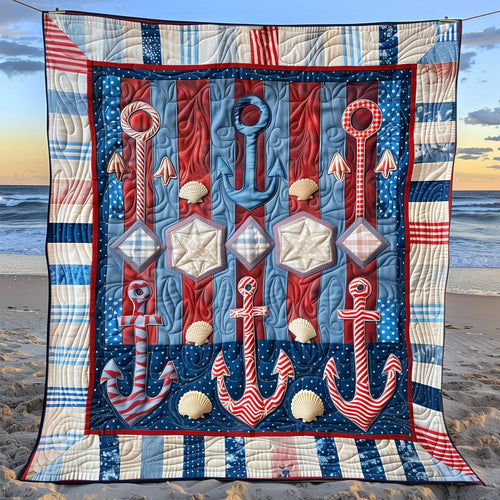 Seafarer Anchors Quilted Blanket