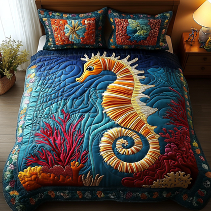 Aquatic 3-Piece Quilted Bedding Set