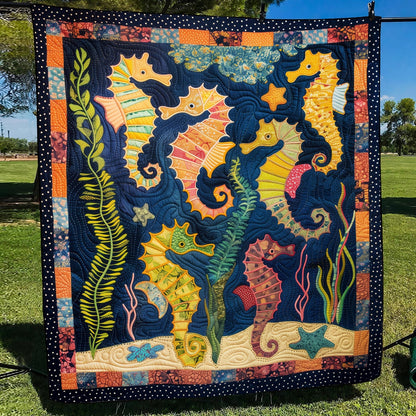 Seahorse Paradise Quilted Blanket