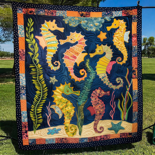 Seahorse Paradise Quilted Blanket