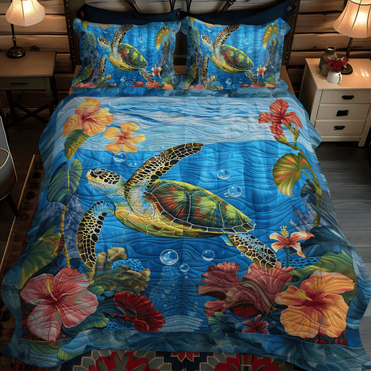 Seascape Symphony 3-Piece Quilted Bedding Set