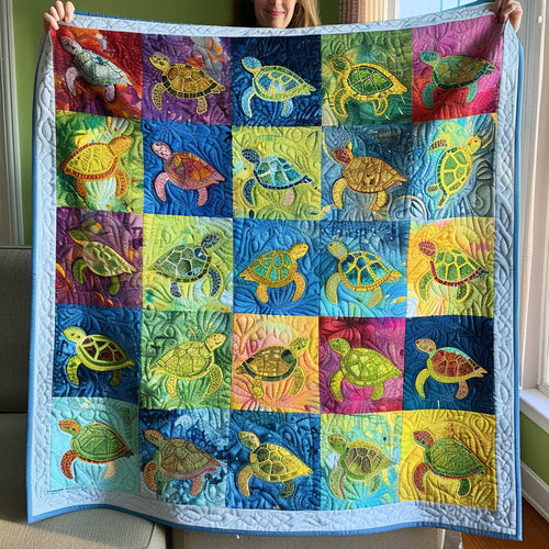 Seaside Turtle Journey Quilted Blanket