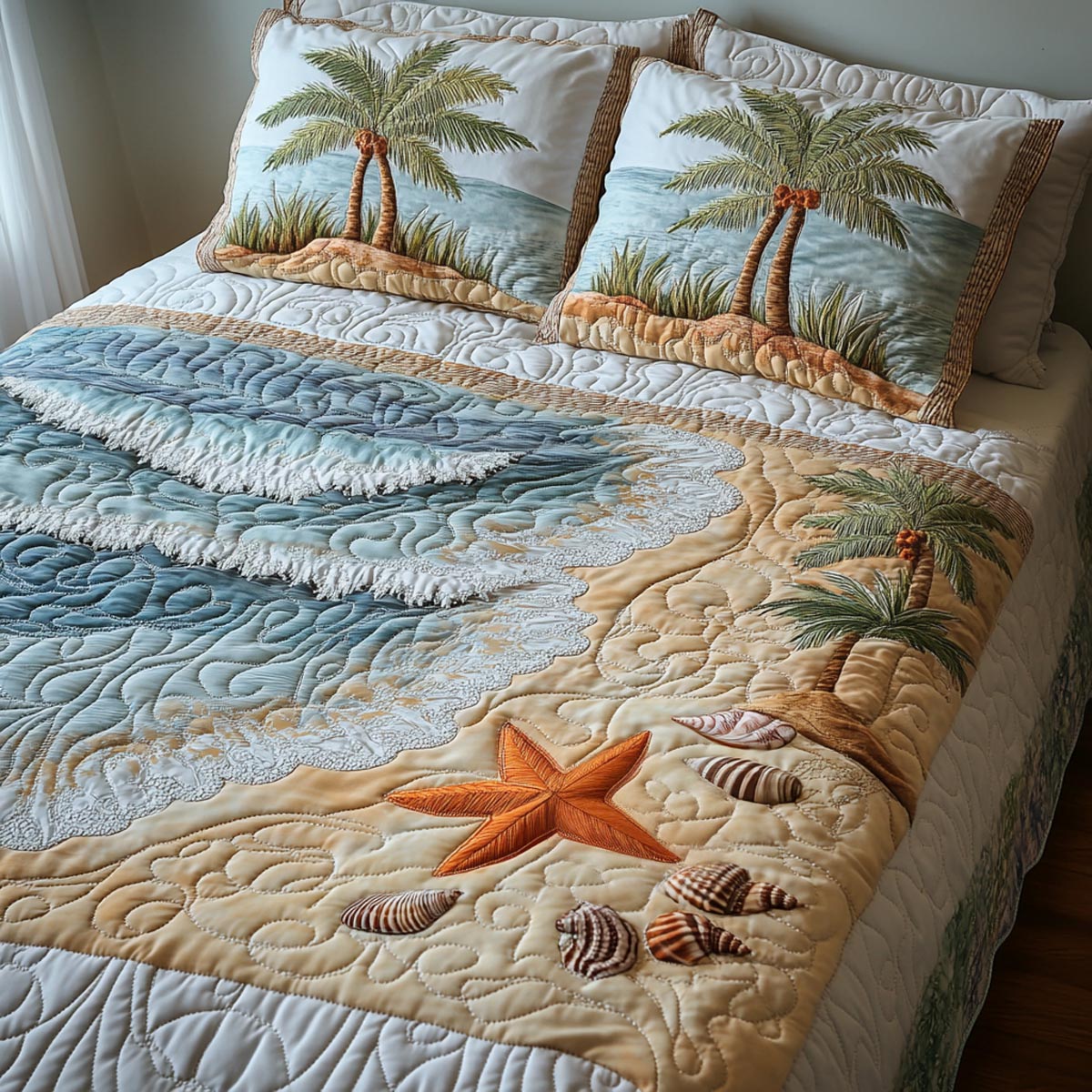 Seaside Calm 3-Piece Quilted Bedding Set