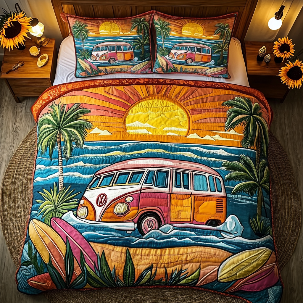 Seaside Glow 3-Piece Quilted Bedding Set