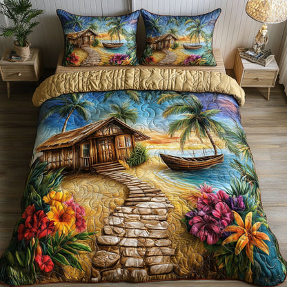 Seaside Tranquility 3-Piece Quilted Bedding Set