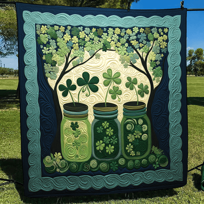 Serene Clover Blooms Quilted Blanket