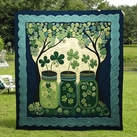 Serene Clover Blooms Quilted Blanket