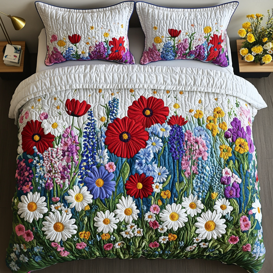 Serene Bloom 3-Piece Quilted Bedding Set