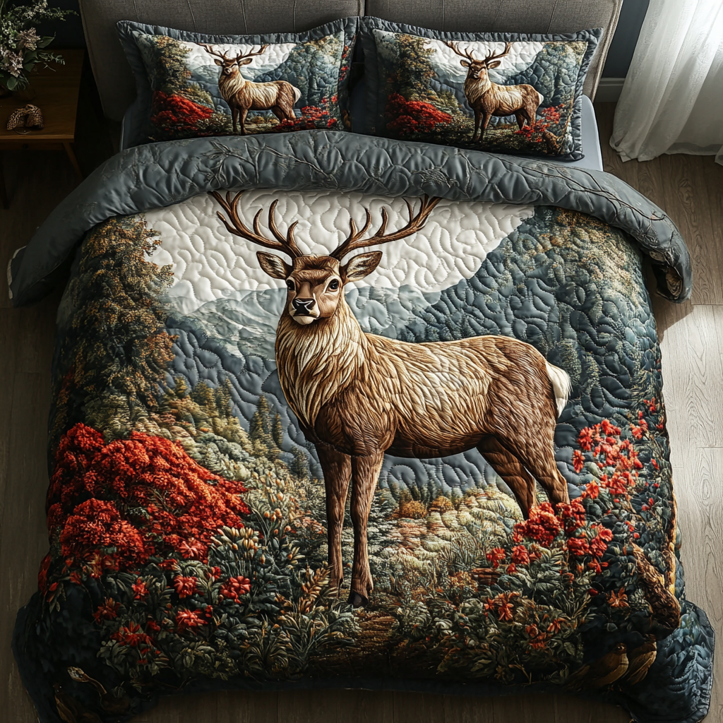 Serene Doe 3-Piece Quilted Bedding Set