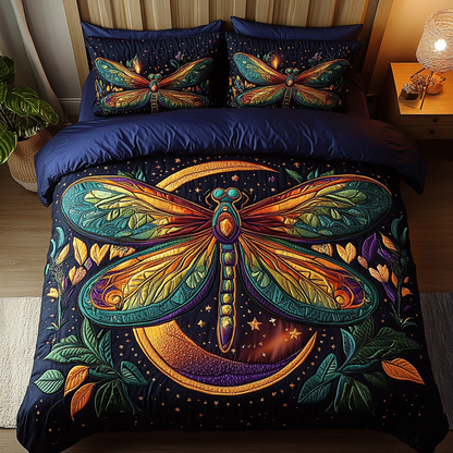 Serene Dragonfly 3-Piece Quilted Bedding Set