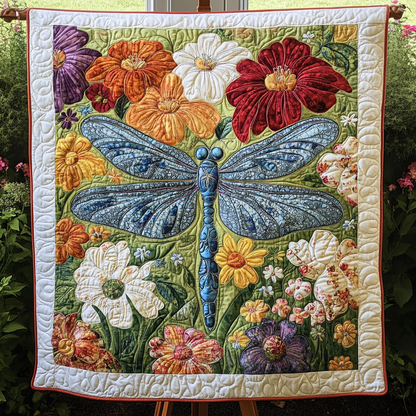 Serene Dragonfly Quilted Blanket
