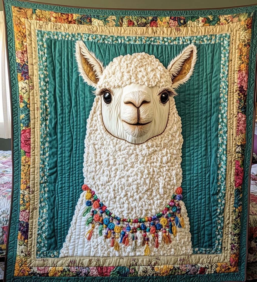 Serene Llama Quilted Blanket