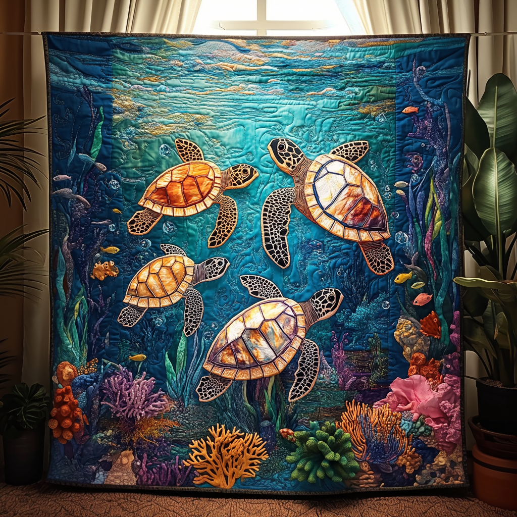 Serene Shells Quilted Blanket
