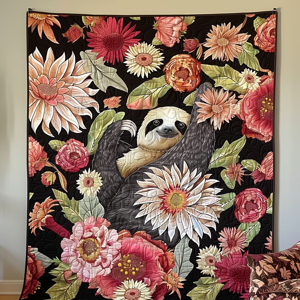 Serene Sloth Quilted Blanket