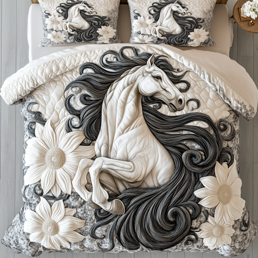 Serene Stallion 3-Piece Quilted Bedding Set