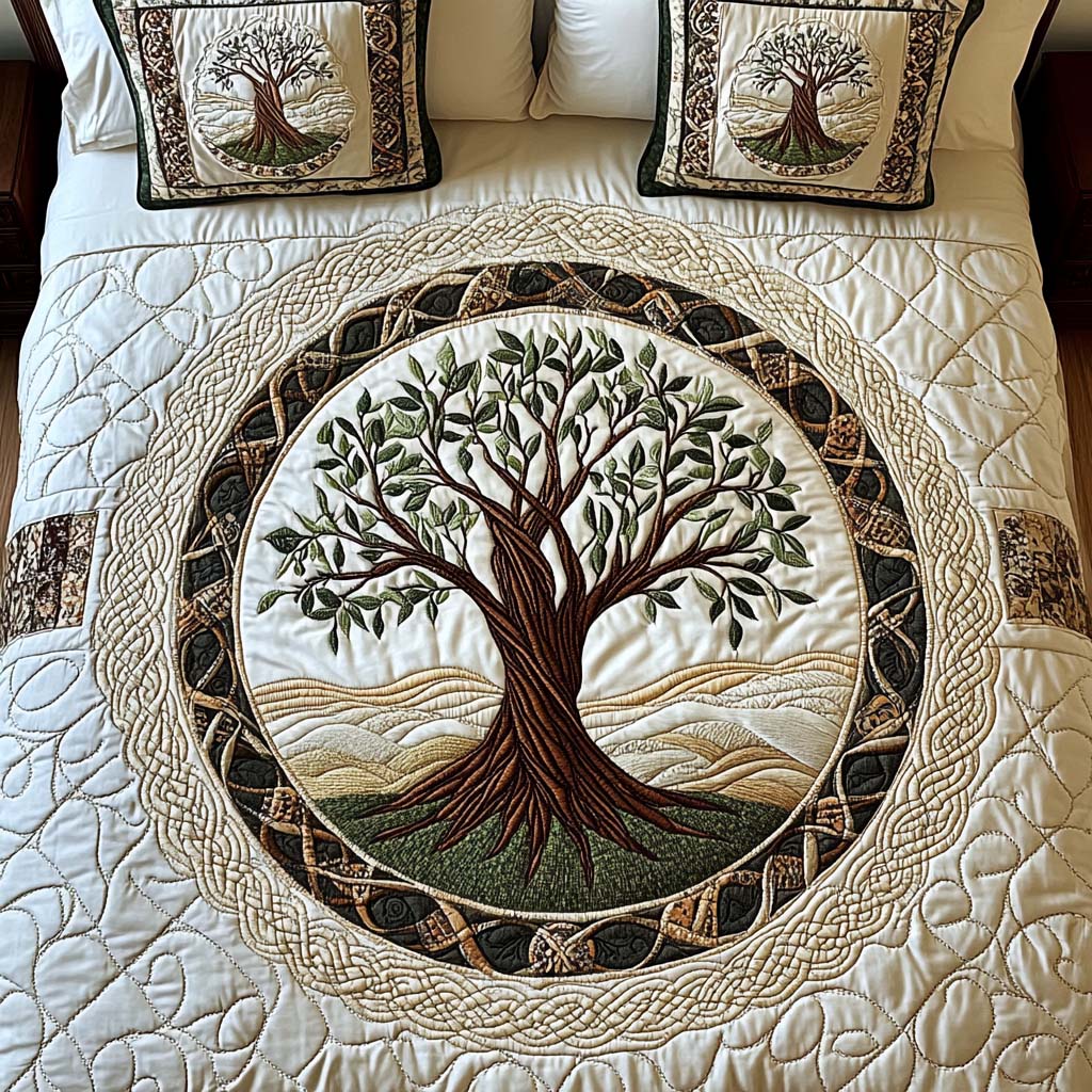 Serene Woodland 3-Piece Quilted Bedding Set