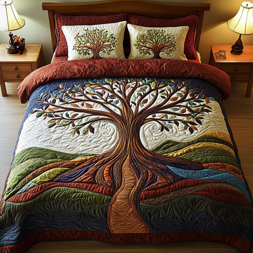 Serenity Tree 3-Piece Quilted Bedding Set