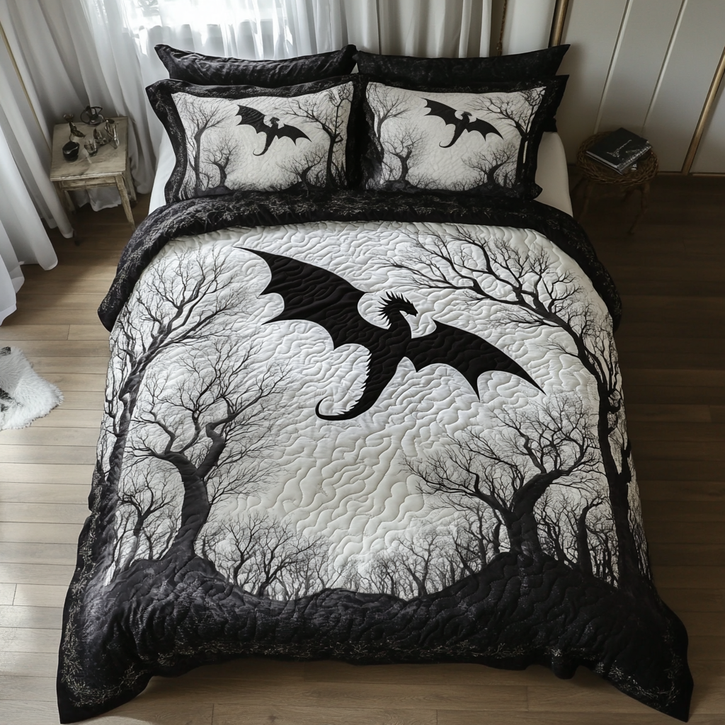 Shadow Dragon 3-Piece Quilted Bedding Set