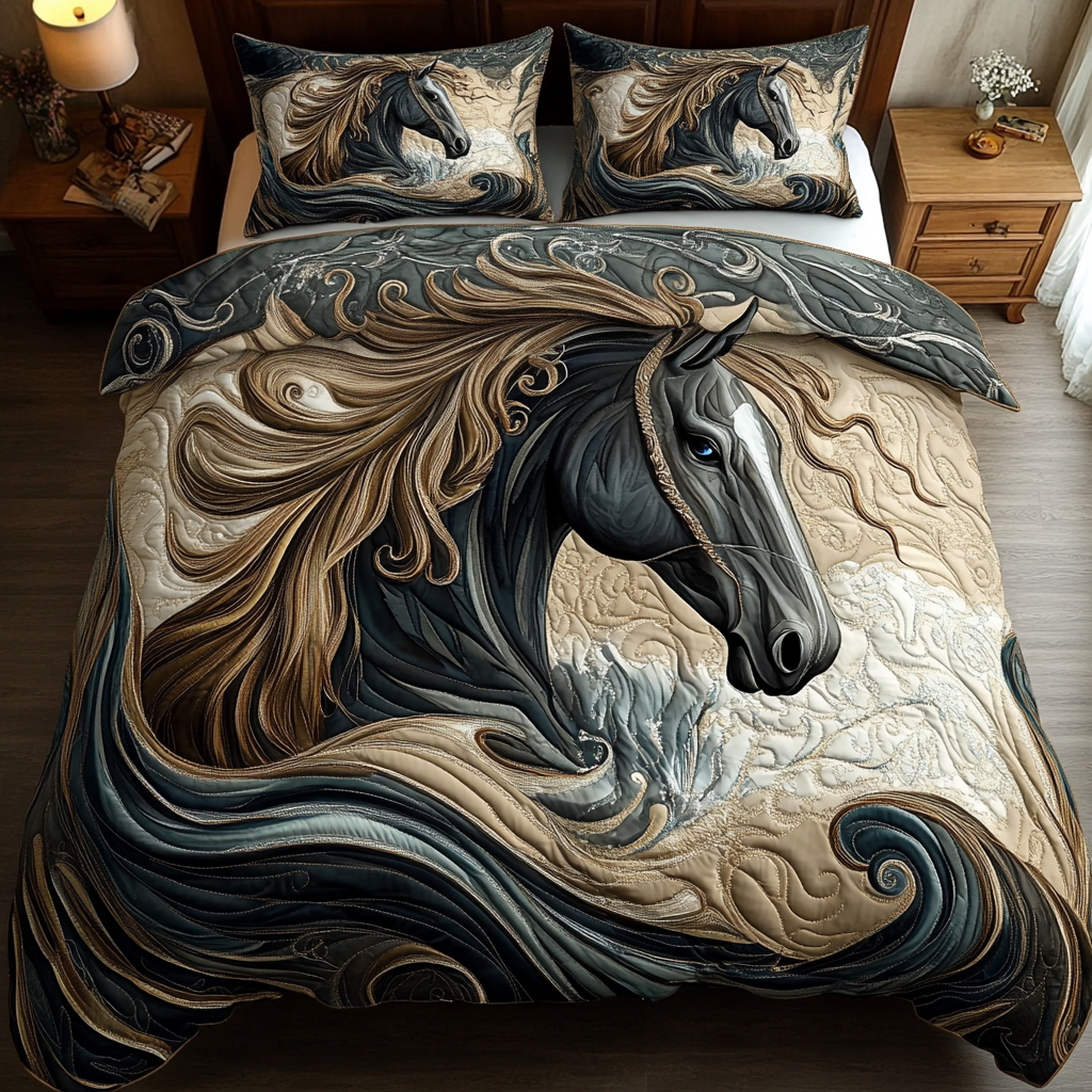 Shadow Hooves 3-Piece Quilted Bedding Set