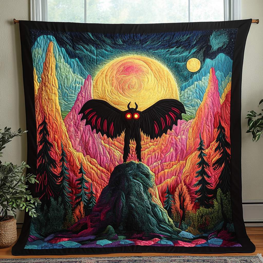Shadow Sentinel Quilted Blanket