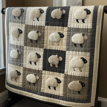 Shadow and Light Sheep Quilted Blanket