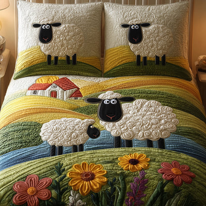 Sheep Village 3-Piece Quilted Bedding Set