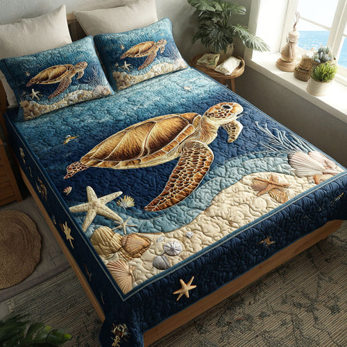 Shellbound 3-Piece Quilted Bedding Set