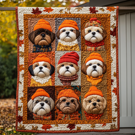 Shih Tzu Charm Quilted Blanket