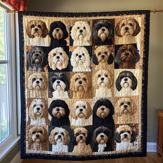 Shih Tzu Dreams Quilted Blanket