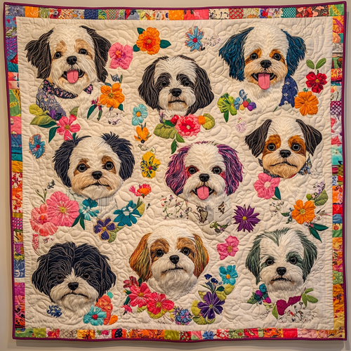 Shih Tzu Serenity Quilted Blanket