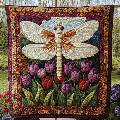 Shimmering Dragonfly Quilted Blanket