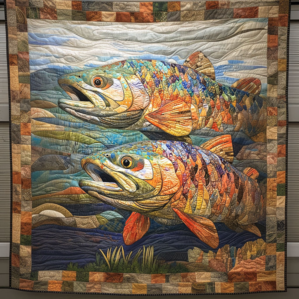 Shimmering Swimmers Quilted Blanket