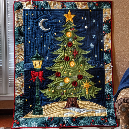 Silent Night Tree Quilted Blanket