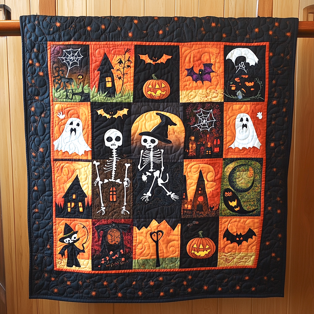 Skeleton Dance Quilted Blanket