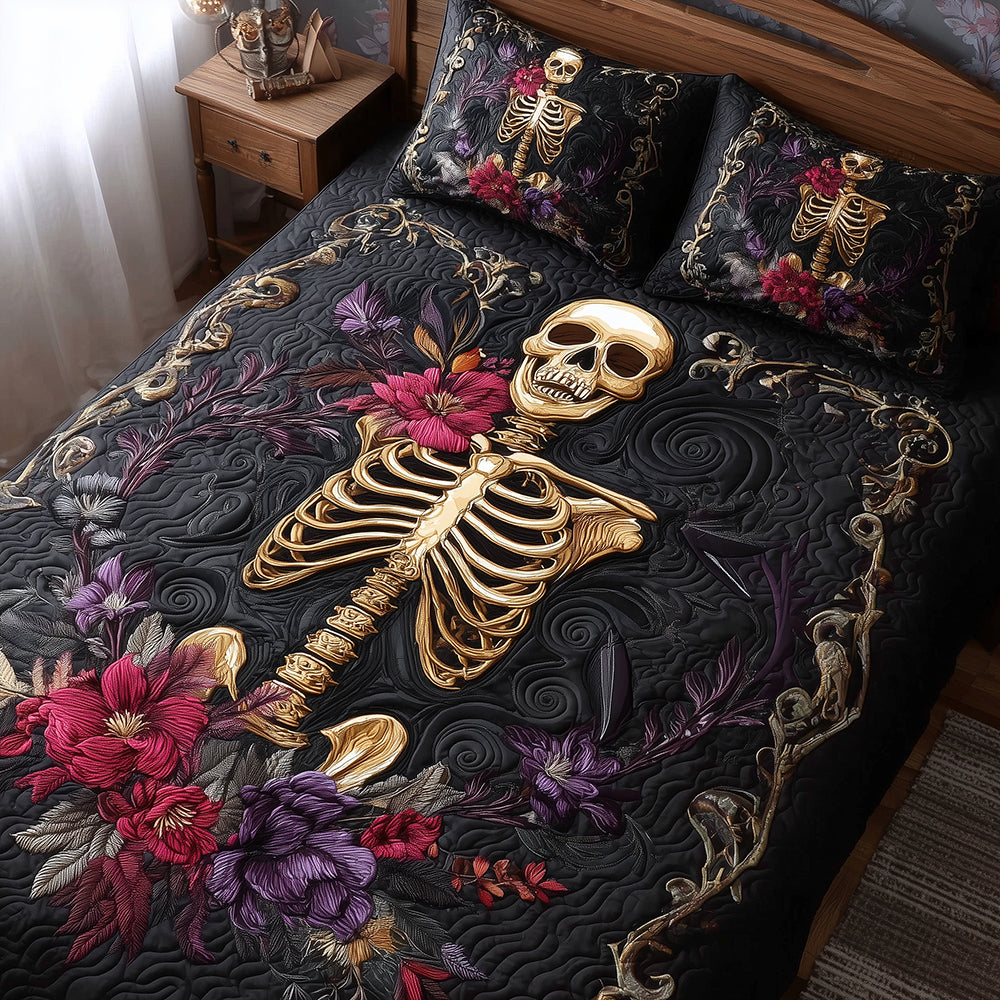 Skeleton Harmony 3-Piece Quilted Bedding Set