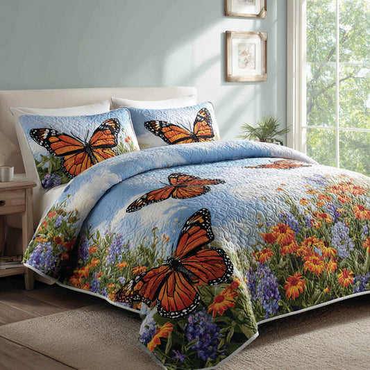 Sky Monarchs 3-Piece Quilted Bedding Set