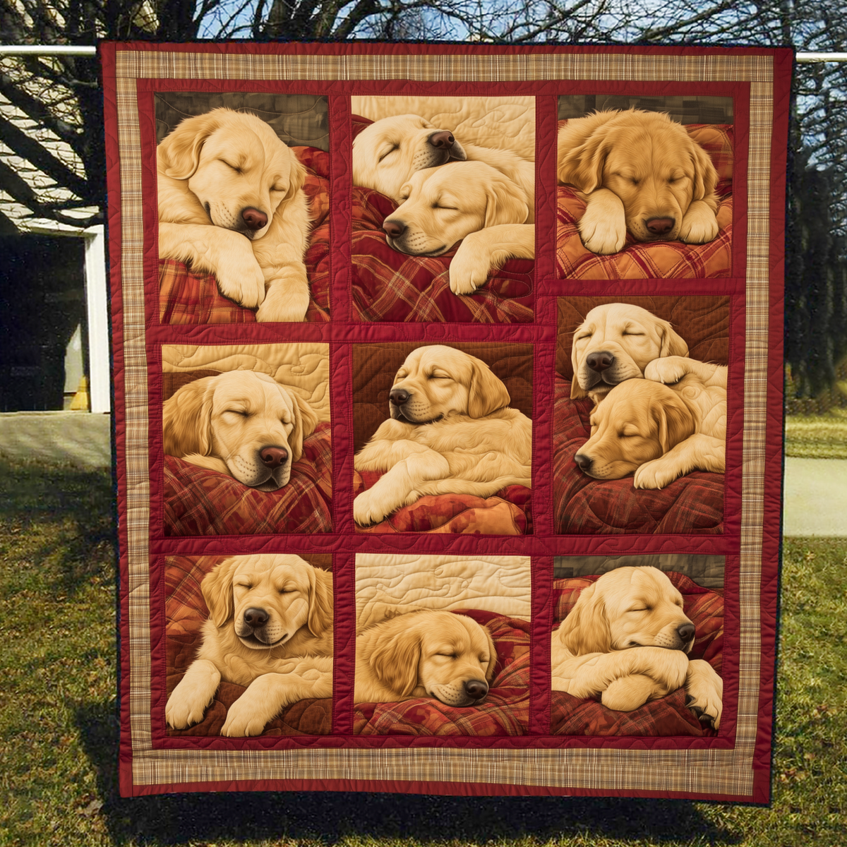 Sleepy Retrivers Quilted Blanket