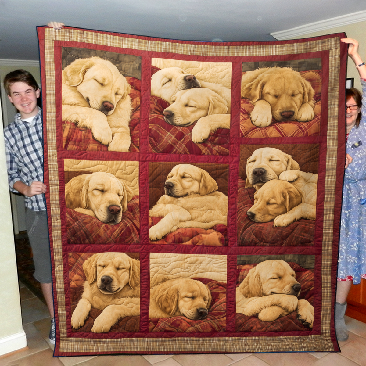 Sleepy Retrivers Quilted Blanket